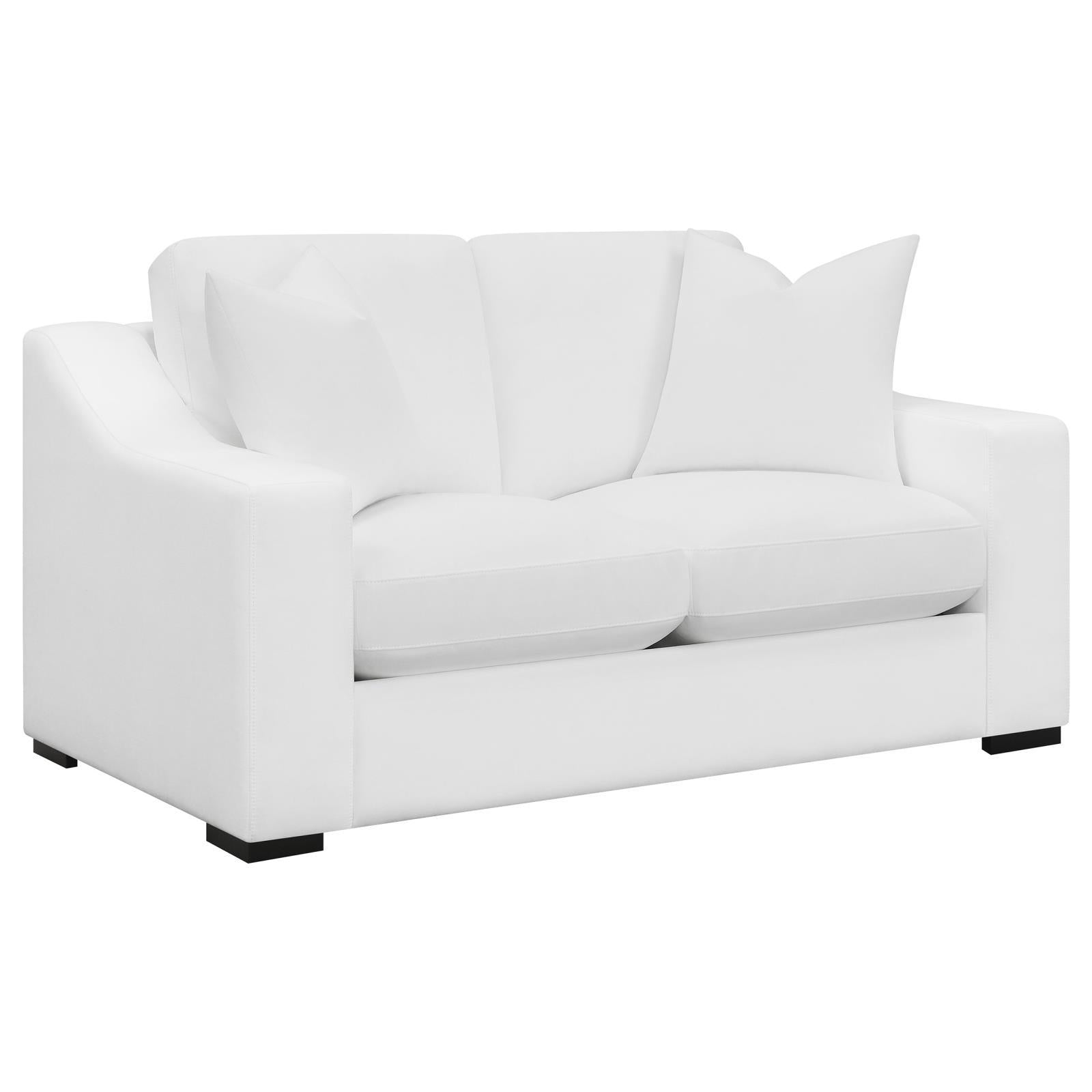 Coaster Furniture Ashlyn 509892 Upholstered Sloped Arm Loveseat - White IMAGE 1